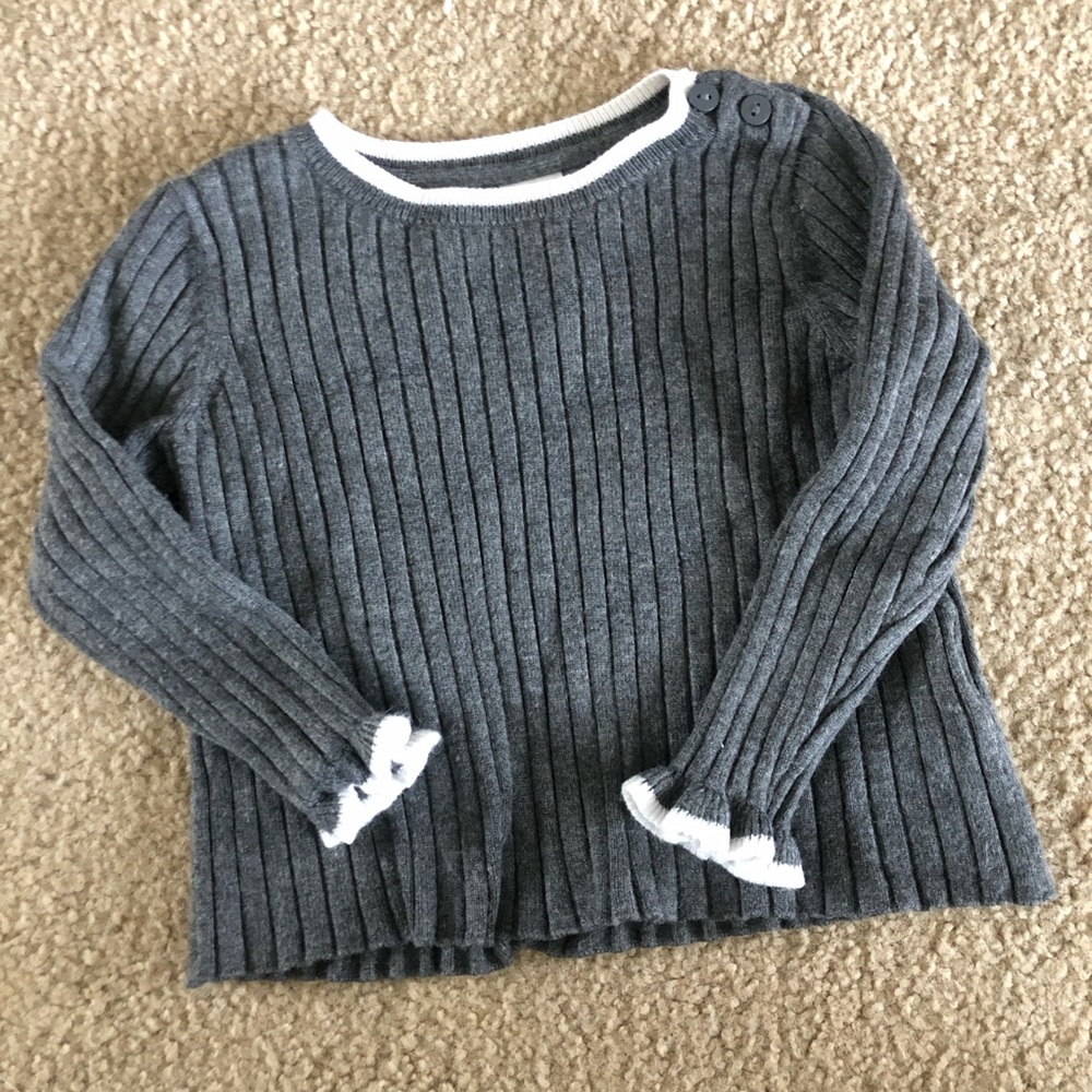 H&M Charcoal Ribbed Sweater with White Trim